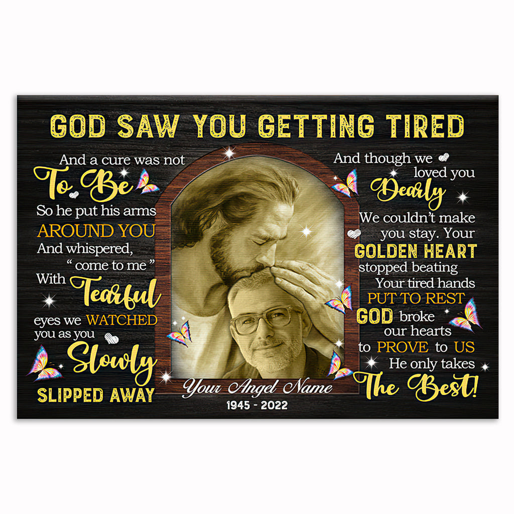 Personalized God Saw You Getting Tired Canvas – Photo Memorial Wall