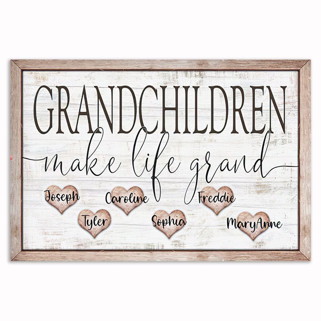 Personalized Grandchildren Make Life Grand Canvas – Custom Names Wall
