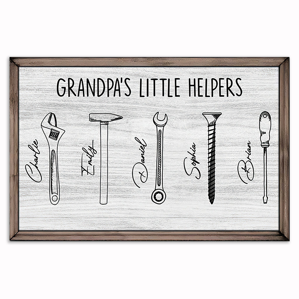 Personalized Grandpa's Little Helpers Canvas – Custom Names Tool Wall