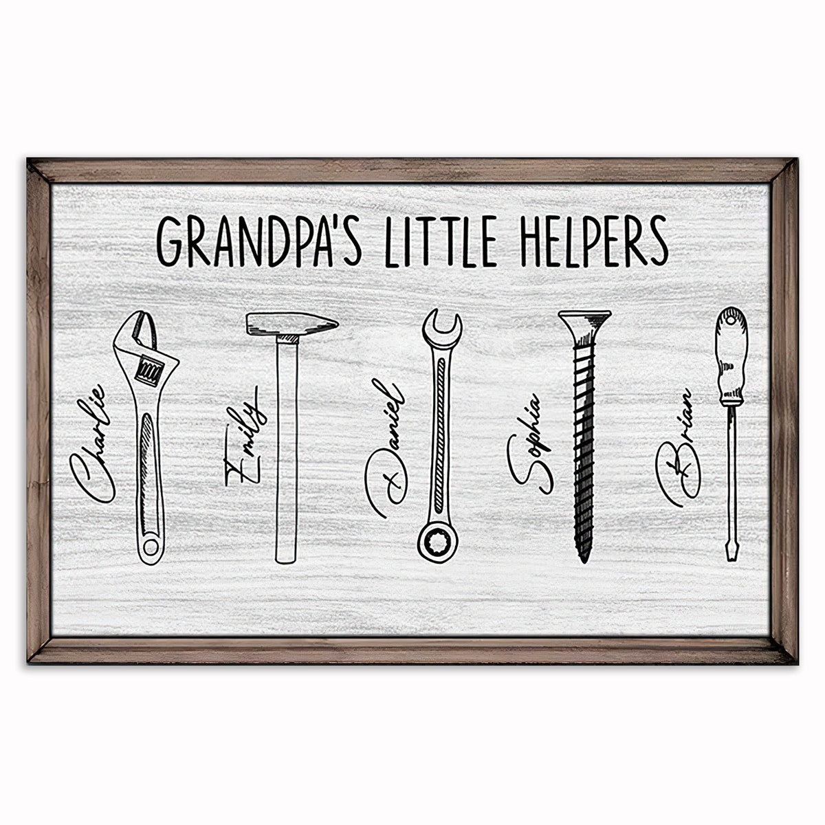 Personalized Grandpa's Little Helpers Canvas – Custom Names Tool Wall