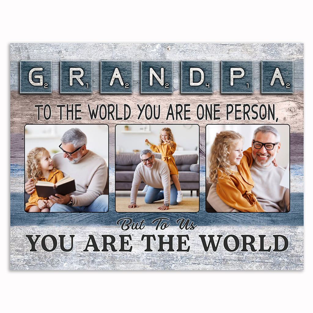 Personalized Grandpa You Are The World Canvas – Custom Photo And Names