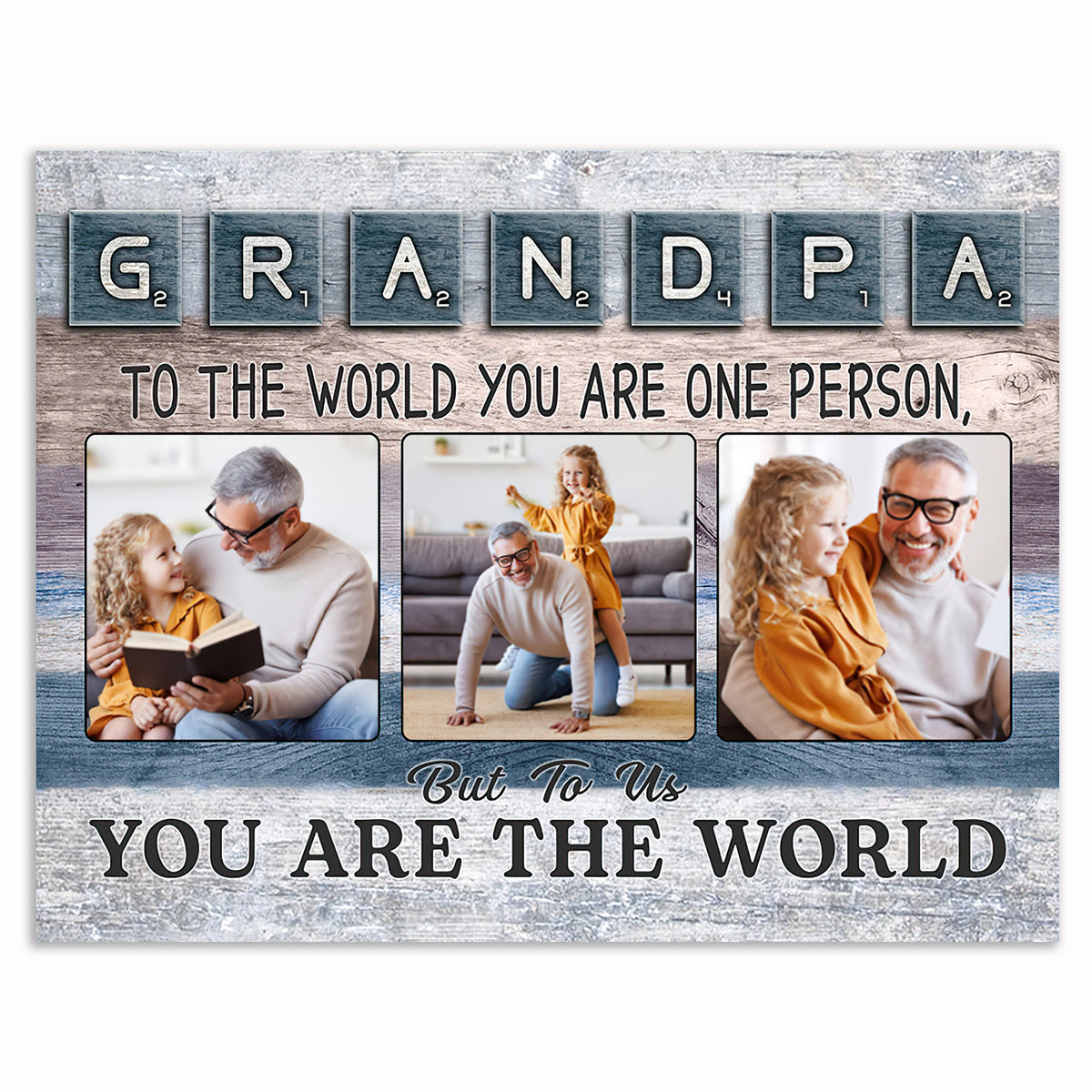 Personalized Grandpa You Are The World Canvas – Custom Photo And Names