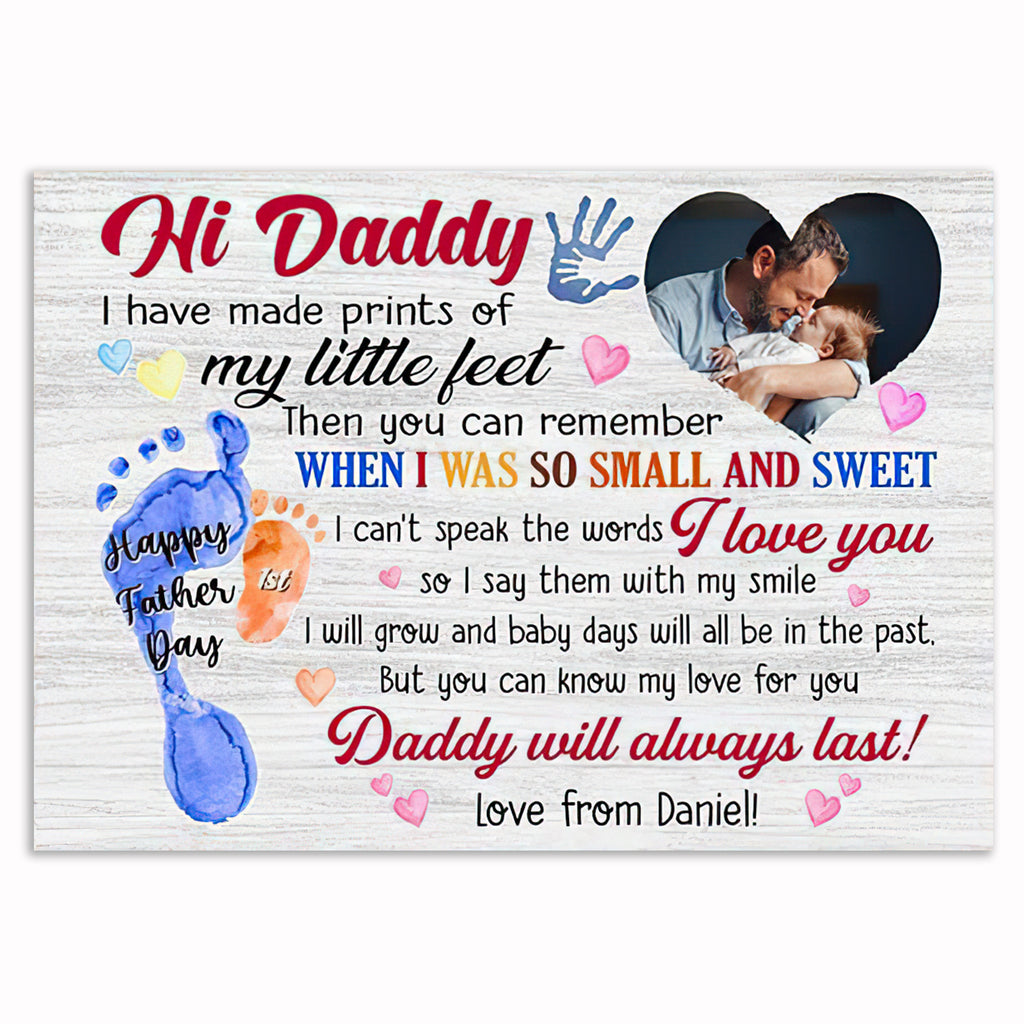 Personalized Hi Daddy Baby Feet Canvas – First Father's Day Gift