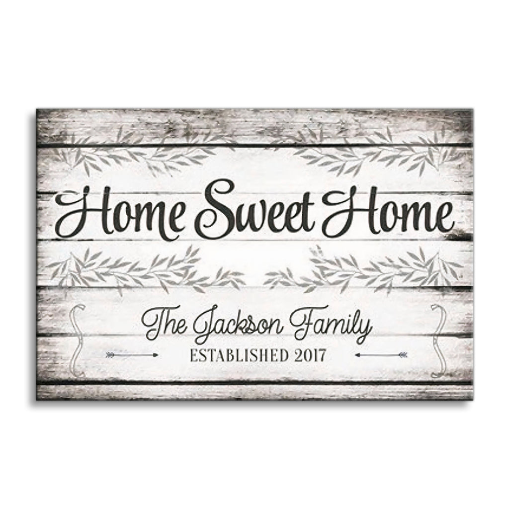 Personalized Home Sweet Home Canvas – Custom Family Name And Year