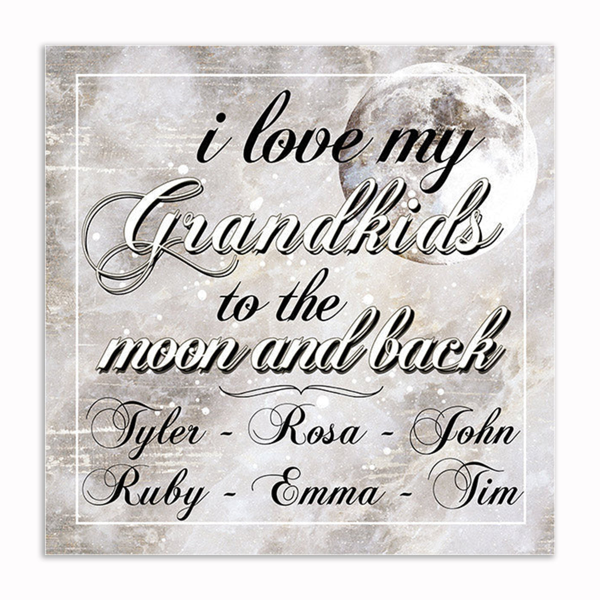 Personalized I Love My Grandkids To The Moon And Back Canvas – Names