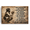 Personalized I Play Softball Canvas – Custom Name Player Wall Art