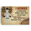 Personalized Baseball Dad Home Run Canvas – Custom Photo Father's Day