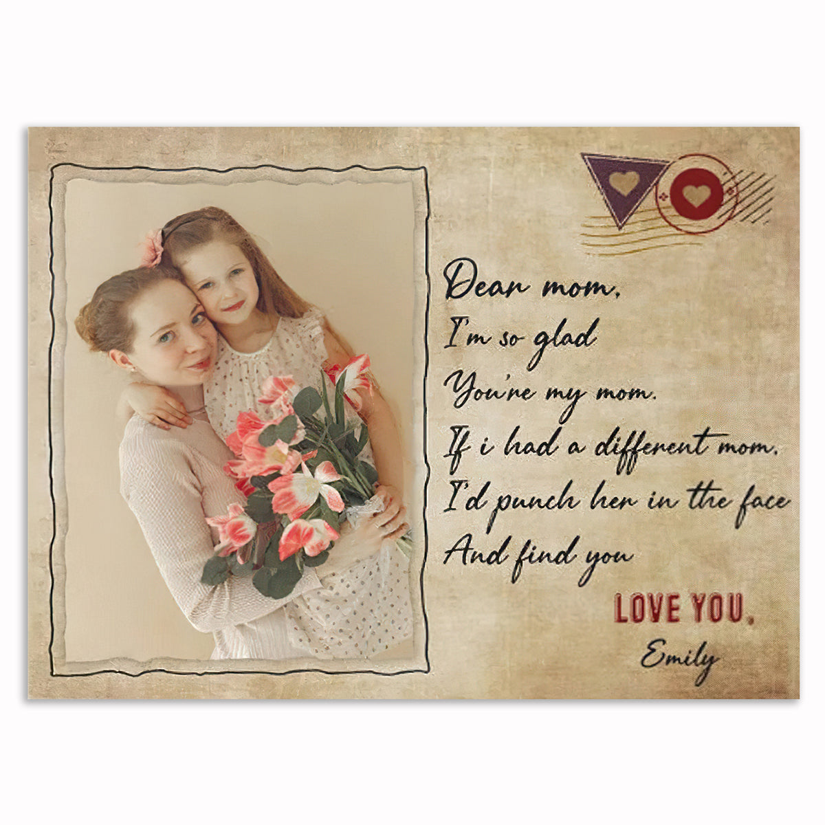 Personalized I'm So Glad You're My Mom Canvas – Custom Photo Mother's