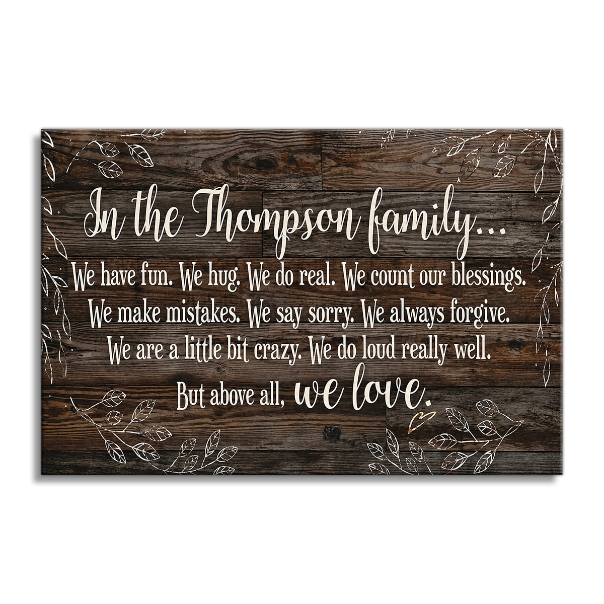 Personalized In Our Family We Canvas – Custom Surname Family Values