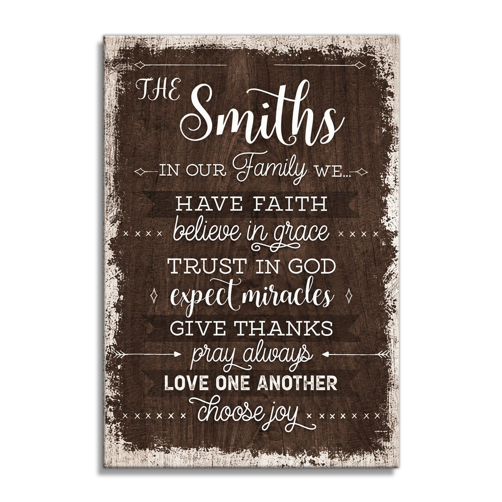 Personalized In Our Family We Have Faith Canvas – Custom Surname