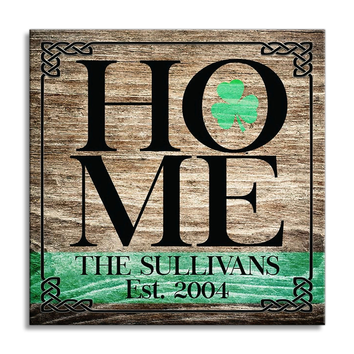 Personalized Irish Home Canvas – Custom Family Name Shamrock Wall Art