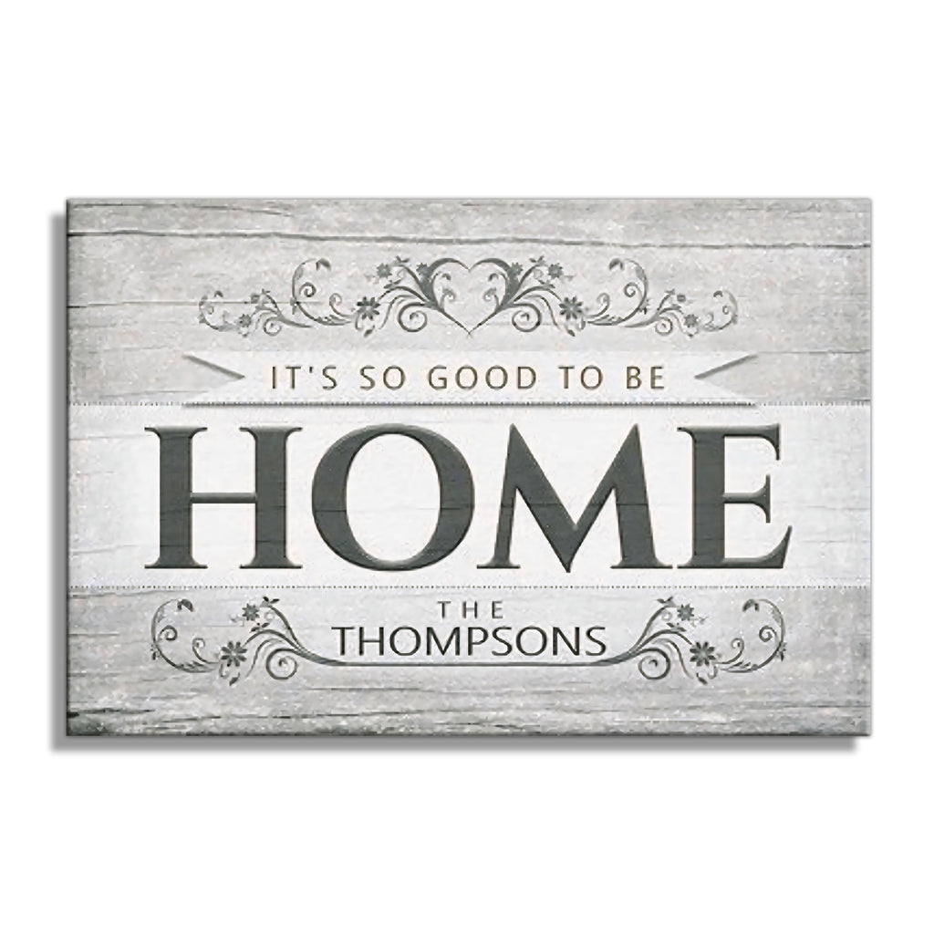 Personalized HOME Canvas – Custom Family Name And Year Rustic Wall Art