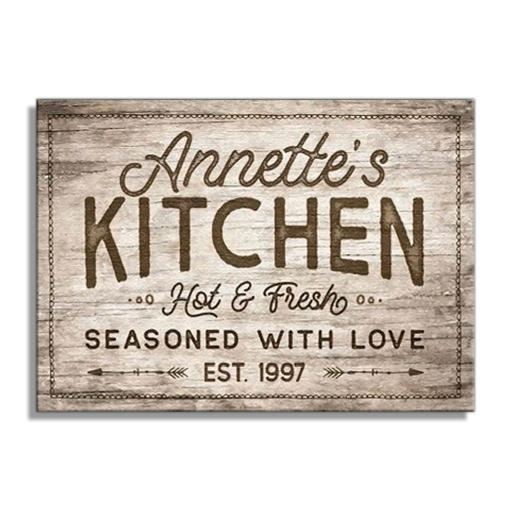 Personalized Kitchen Seasoned With Love Canvas – Custom Name Kitchen