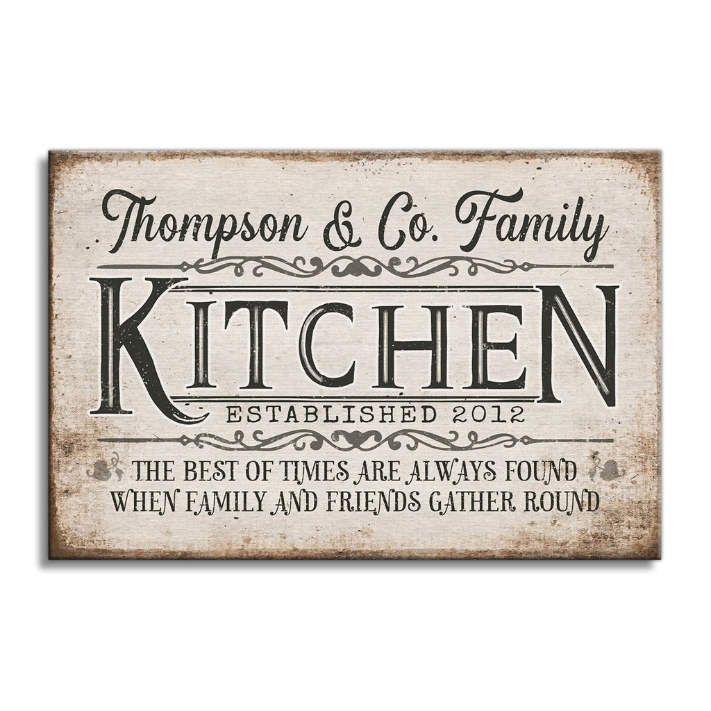 Personalized Family Kitchen Canvas – Custom Surname Best Of Times Wall