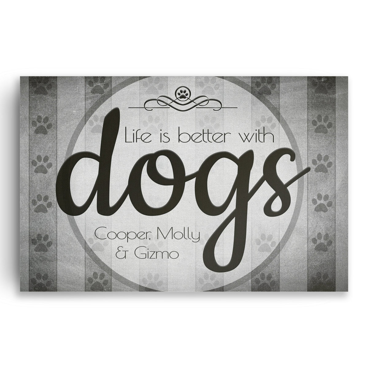 Personalized Life Is Better With Dogs Canvas – Custom Dog Names Wall