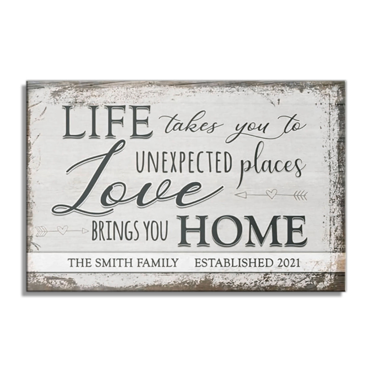 Personalized Love Brings You Home Canvas – Custom Family Name And Year