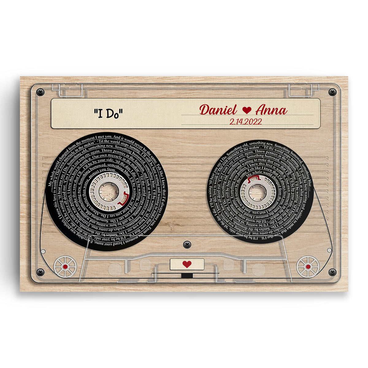 Personalized Cassette Tape Song Canvas – Custom Names Retro Wall Art