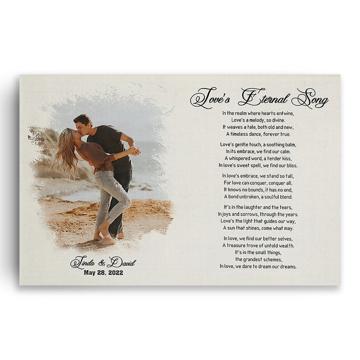 Personalized Song Lyrics Photo Canvas – Custom Beach Photo Wall Art