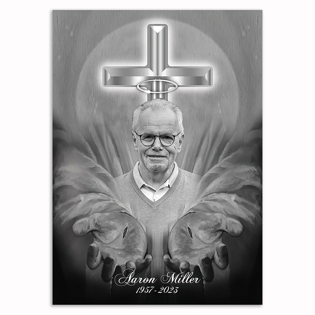 Personalized Cross In Heaven Memorial Canvas – Custom Photo Sympathy