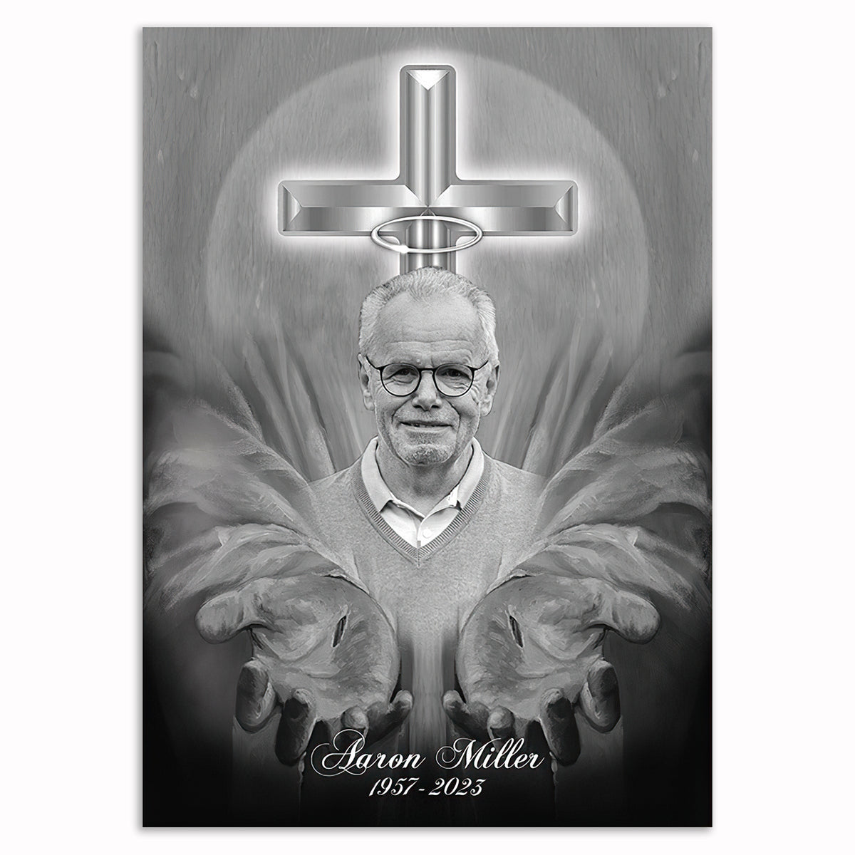 Personalized Cross In Heaven Memorial Canvas – Custom Photo Sympathy