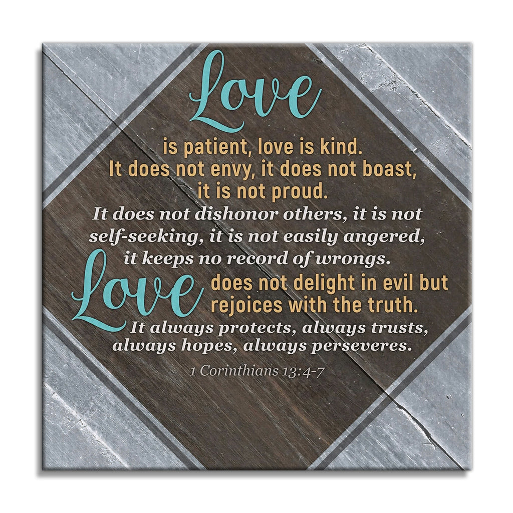Personalized Love Is Patient Canvas – Custom Names 1 Corinthians Wall