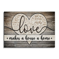 Personalized Love Makes A House A Home Canvas – Grey Wood Heart Names