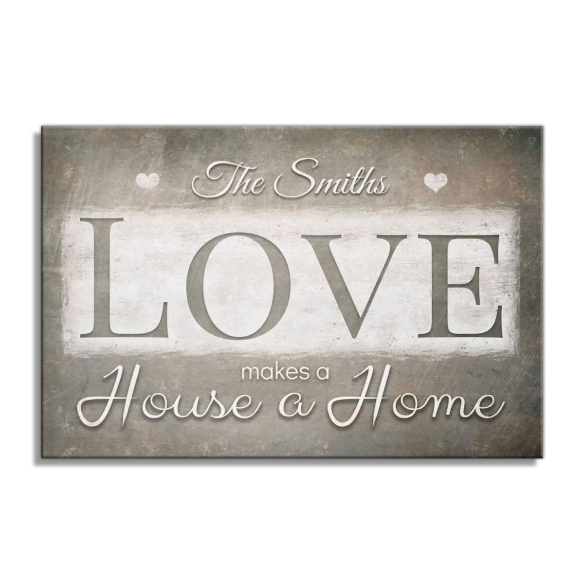 Personalized LOVE Makes A House A Home Canvas – Custom Name Bold Wall