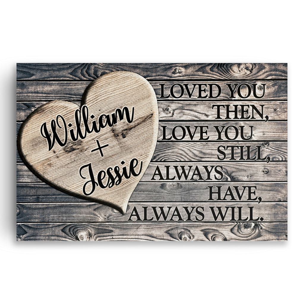 Personalized Loved You Then Love You Still Canvas – Grey Wood Script
