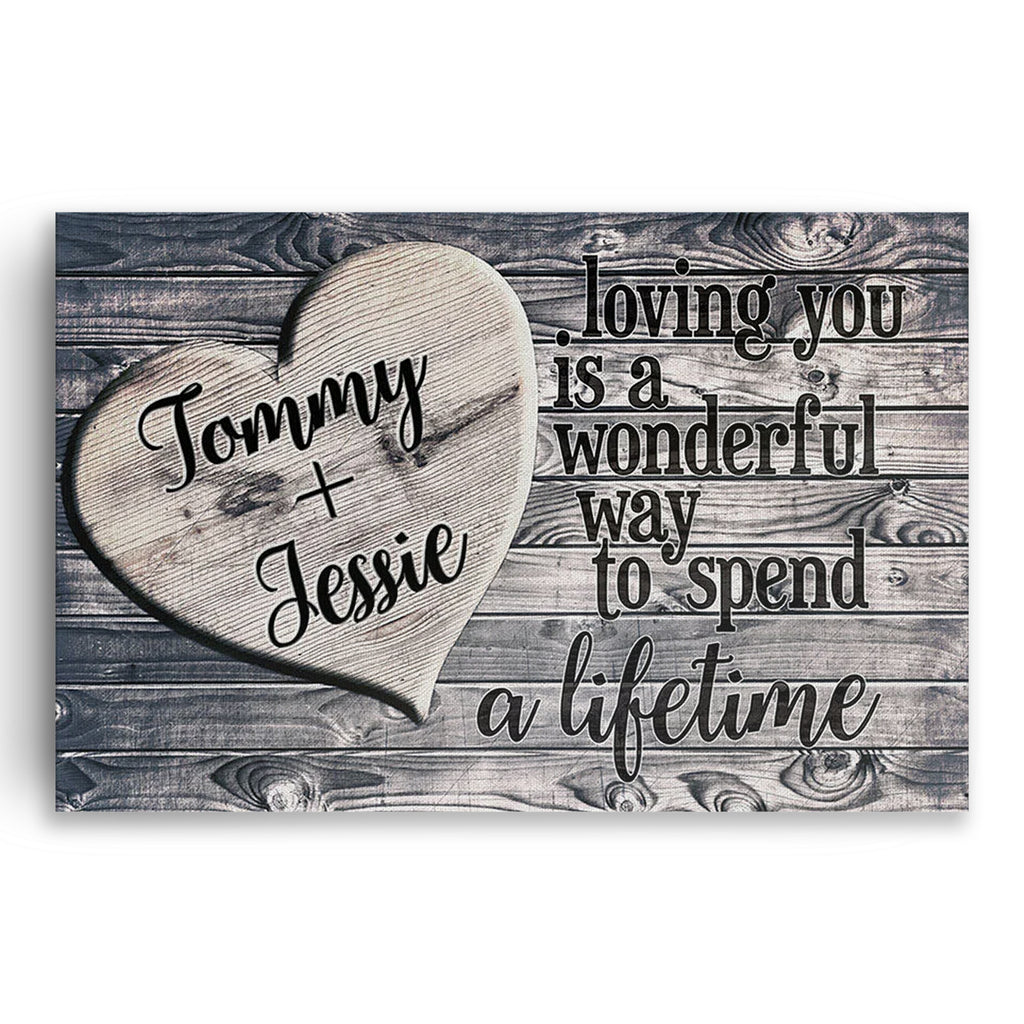 Personalized Loving You Lifetime Hearts Canvas – Custom Names Wall Art