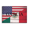 Personalized Mexican American Flag Family Name Canvas – Custom Surname