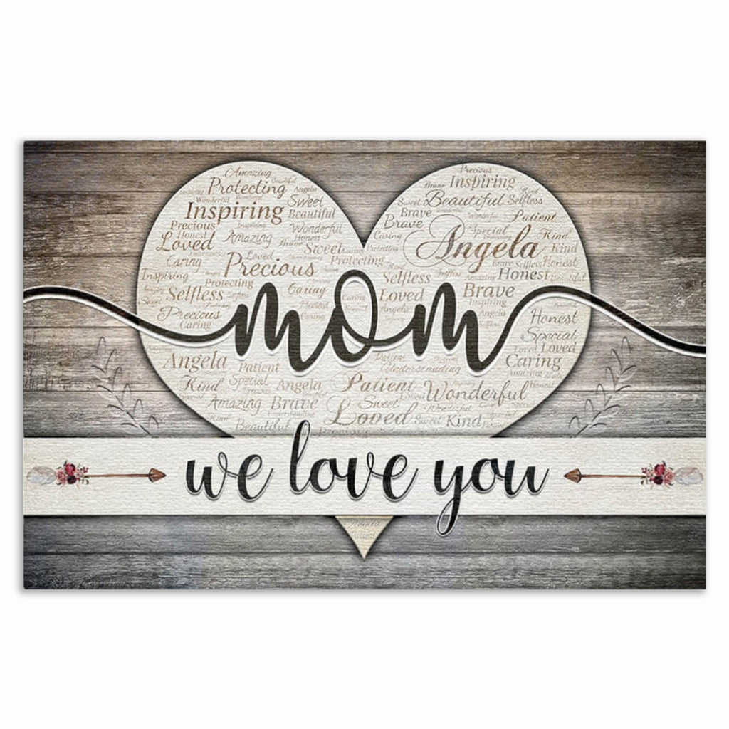 Personalized Mom We Love You Canvas – Custom Names In A Heart Wall Art