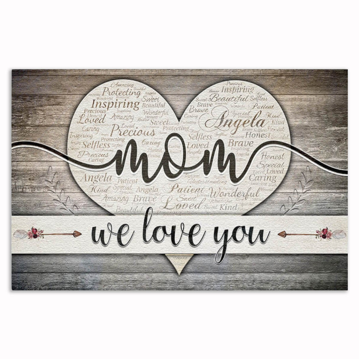 Personalized Mom We Love You Canvas – Custom Names In A Heart Wall Art