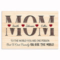 Personalized MOM To Our Family You Are The World Canvas – Custom Names