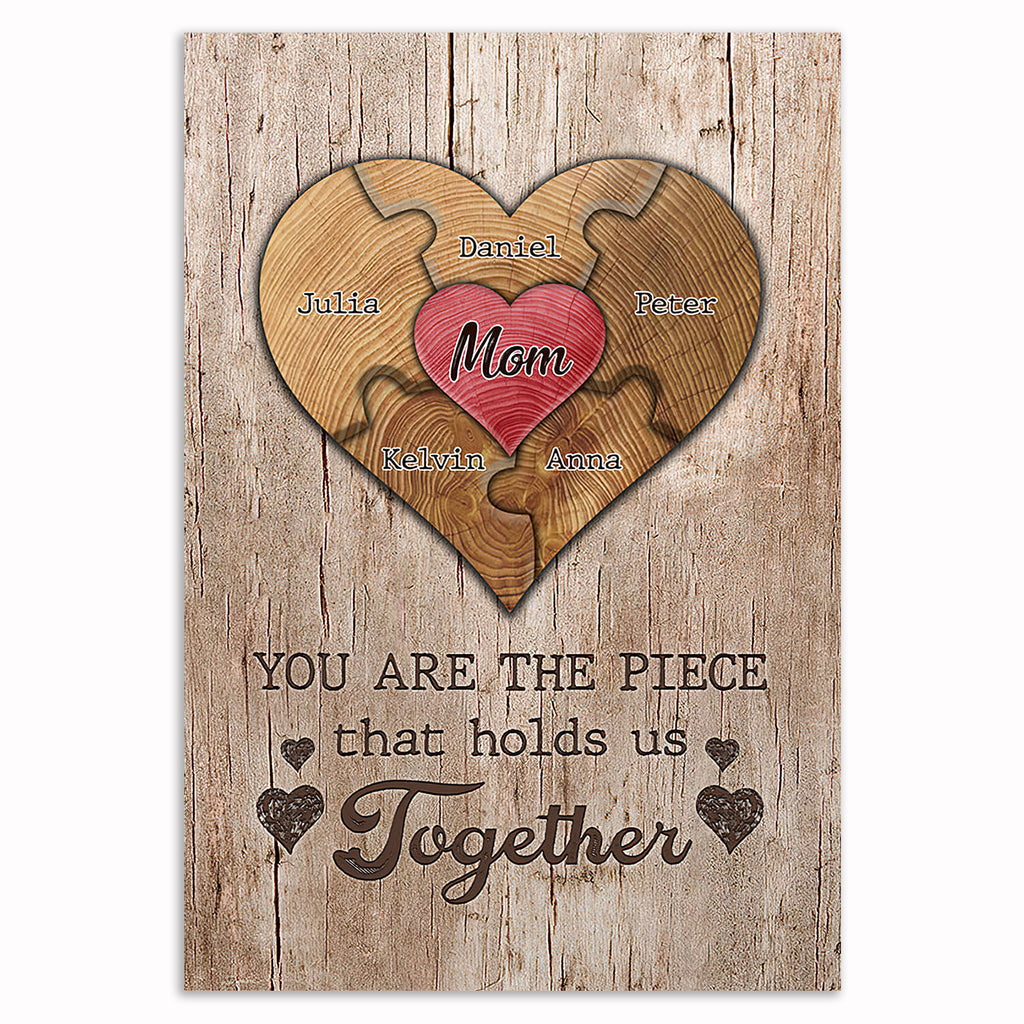 Personalized Mom Puzzle Piece Canvas – Custom Kids Names Mother's Day
