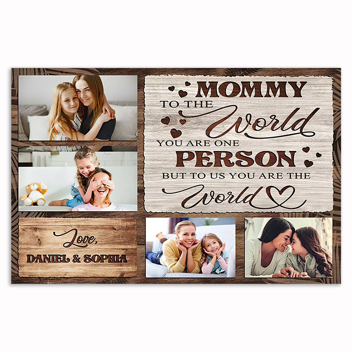 Personalized Mommy You Are The World Photo Canvas – Custom Photos Gift