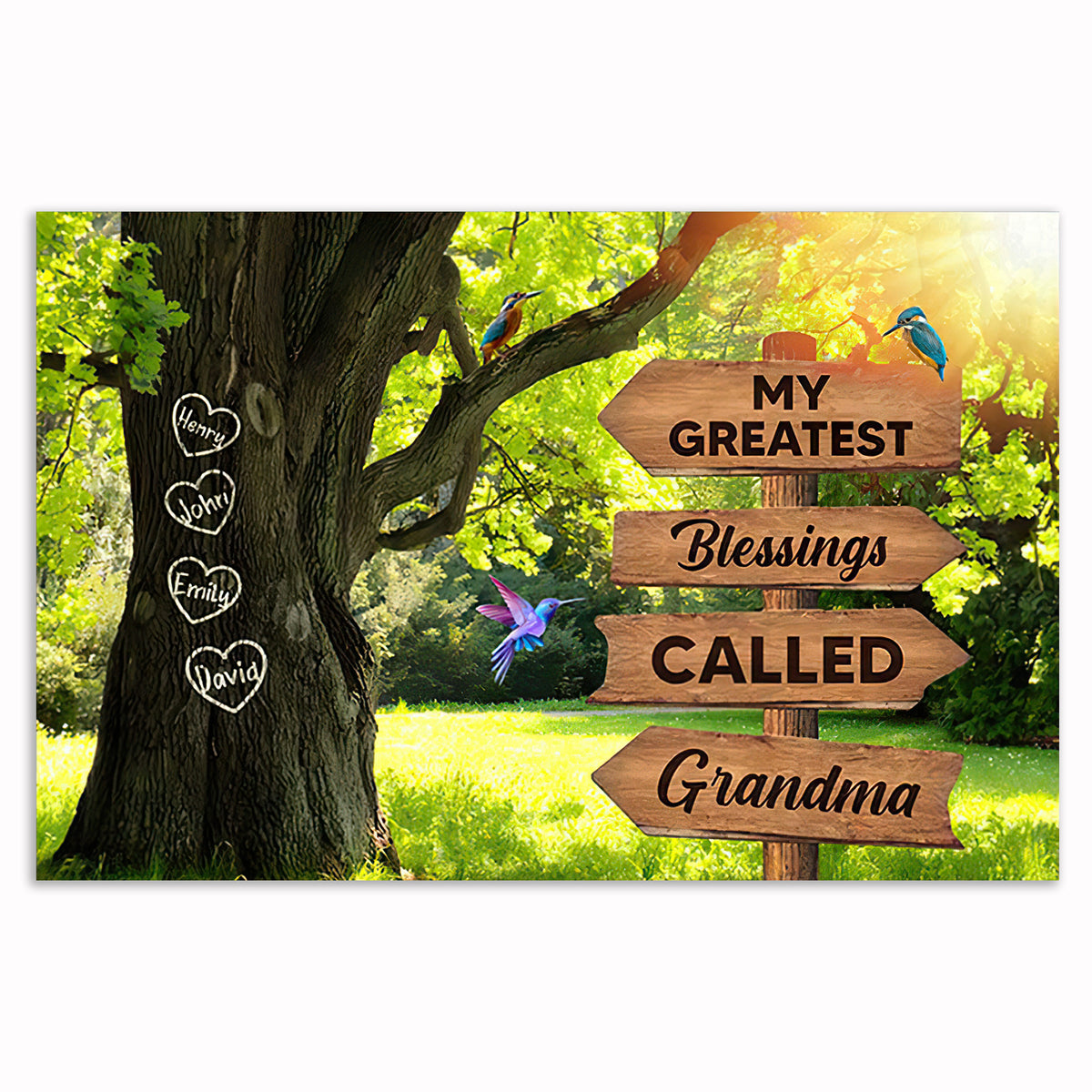 Personalized My Greatest Blessings Call Me Grandma Canvas – Name Tree