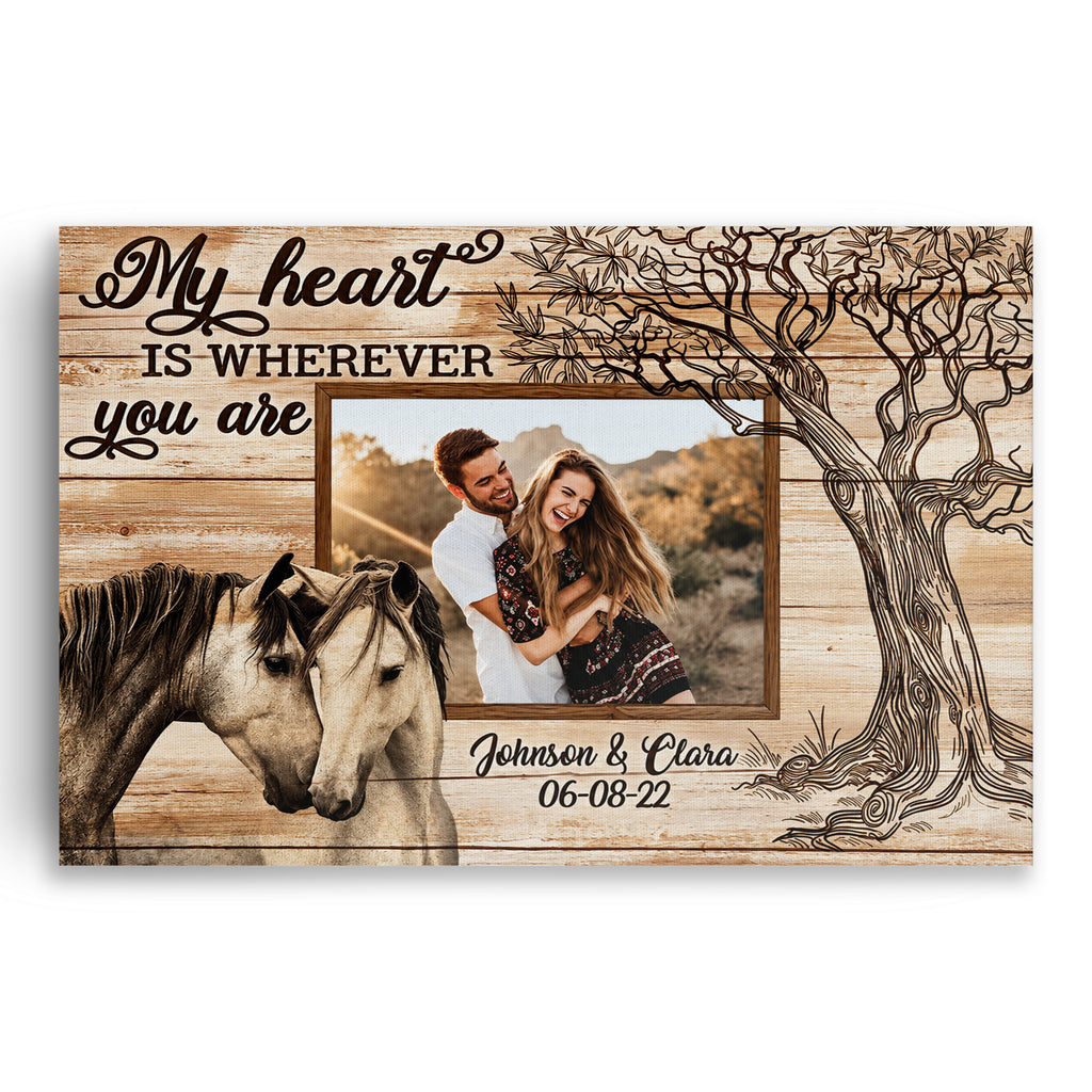 Personalized My Heart Is Wherever You Are Canvas – Custom Photo Tree