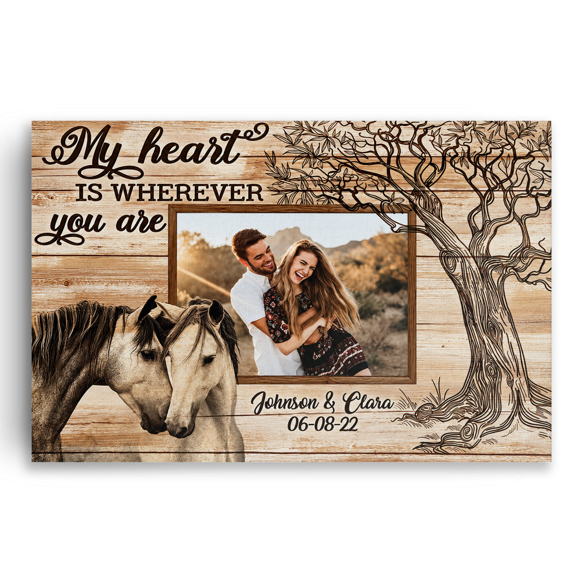 Personalized My Heart Is Wherever You Are Canvas – Custom Photo Tree