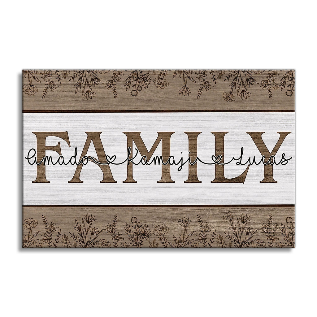 Personalized FAMILY Names In Letters Canvas – Custom Names Wall Art