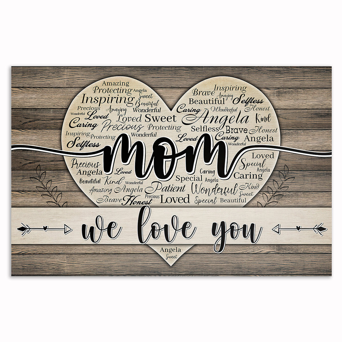Personalized Mom We Love You Heart Canvas – Custom Names Mother's Day