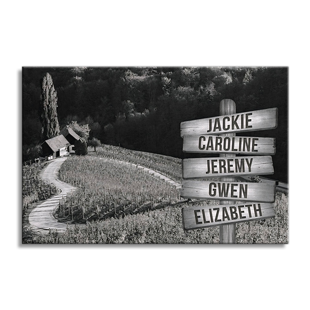 Personalized Heart Shaped Lane Signpost Canvas – Custom Family Names