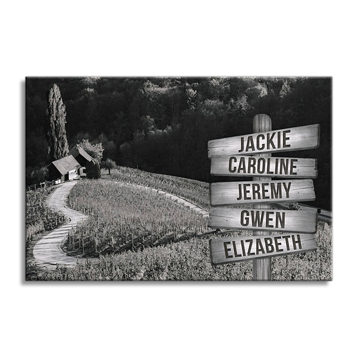 Personalized Heart Shaped Lane Signpost Canvas – Custom Family Names