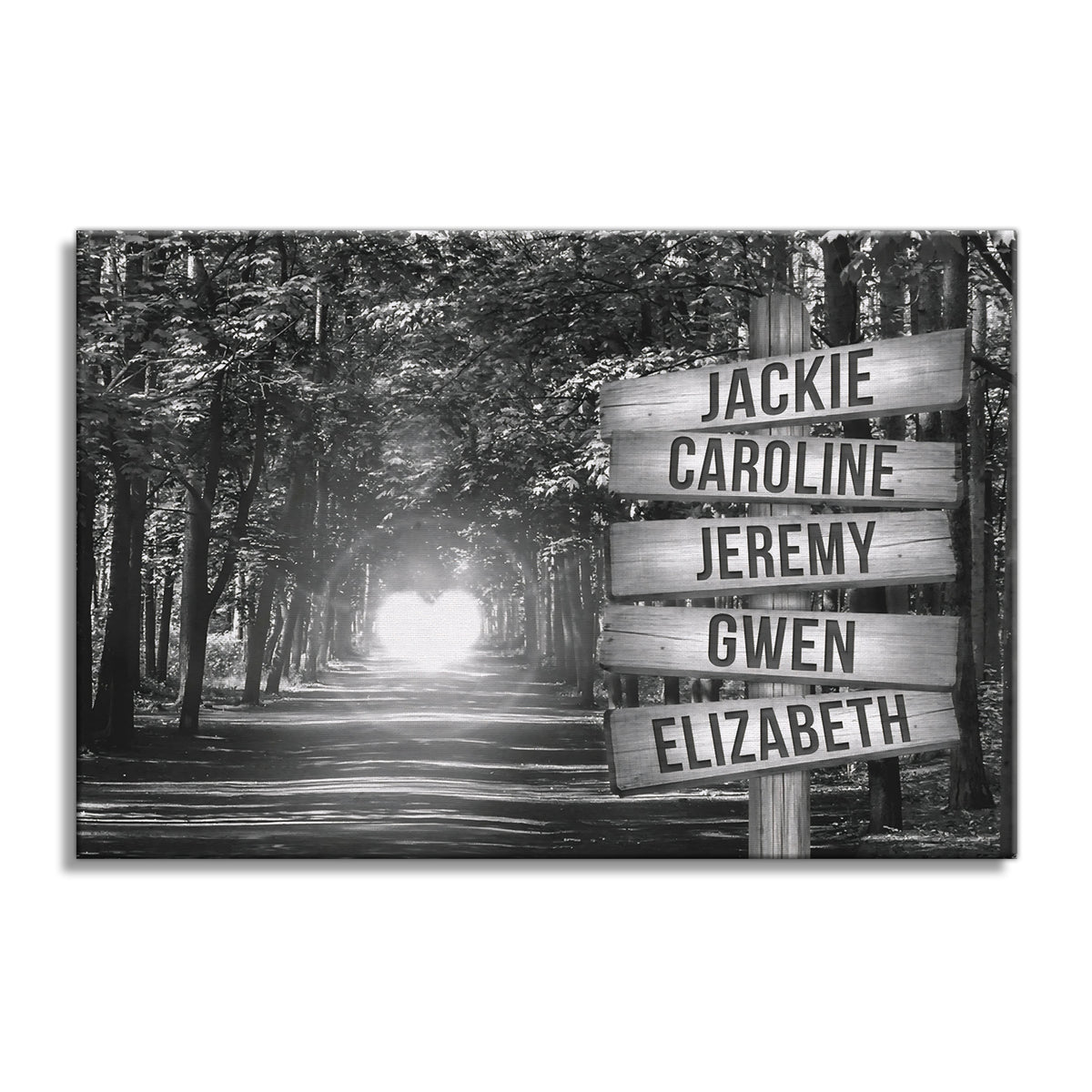 Personalized Forest Path Signpost Canvas – Custom Family Names Wall
