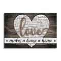 Personalized Love Makes A House A Home Canvas – Dark Wood Heart Names