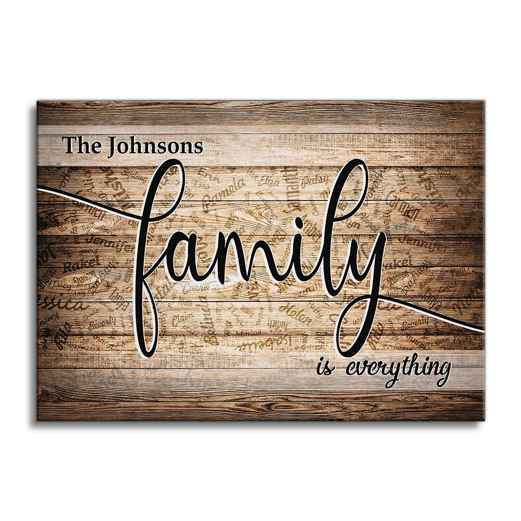 Personalized Family Is Everything Canvas – Custom Surname And Names