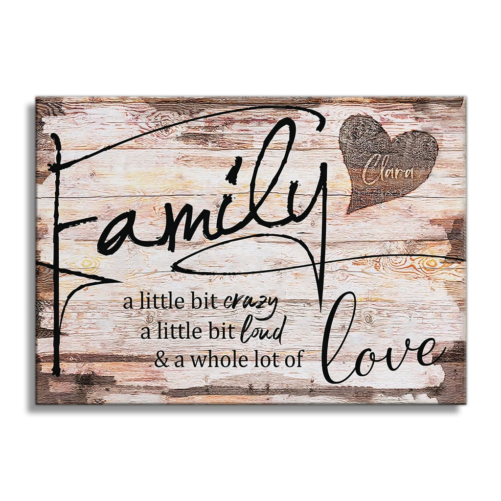 Personalized Family Crazy Loud Love Canvas – Custom Names Heart Wall