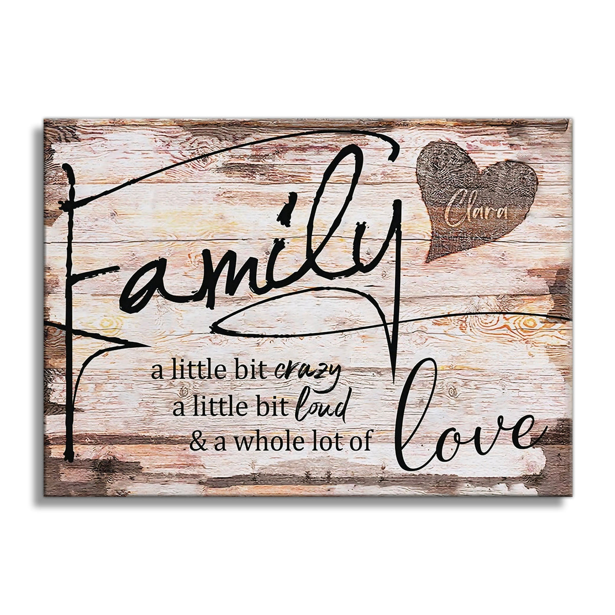 Personalized Family Crazy Loud Love Canvas – Custom Names Heart Wall