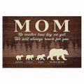 Personalized Mom Bear Family Canvas – Custom Kids Names Mother's Day
