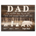 Personalized Dad Bear Family Canvas – Custom Kids Names Father's Day