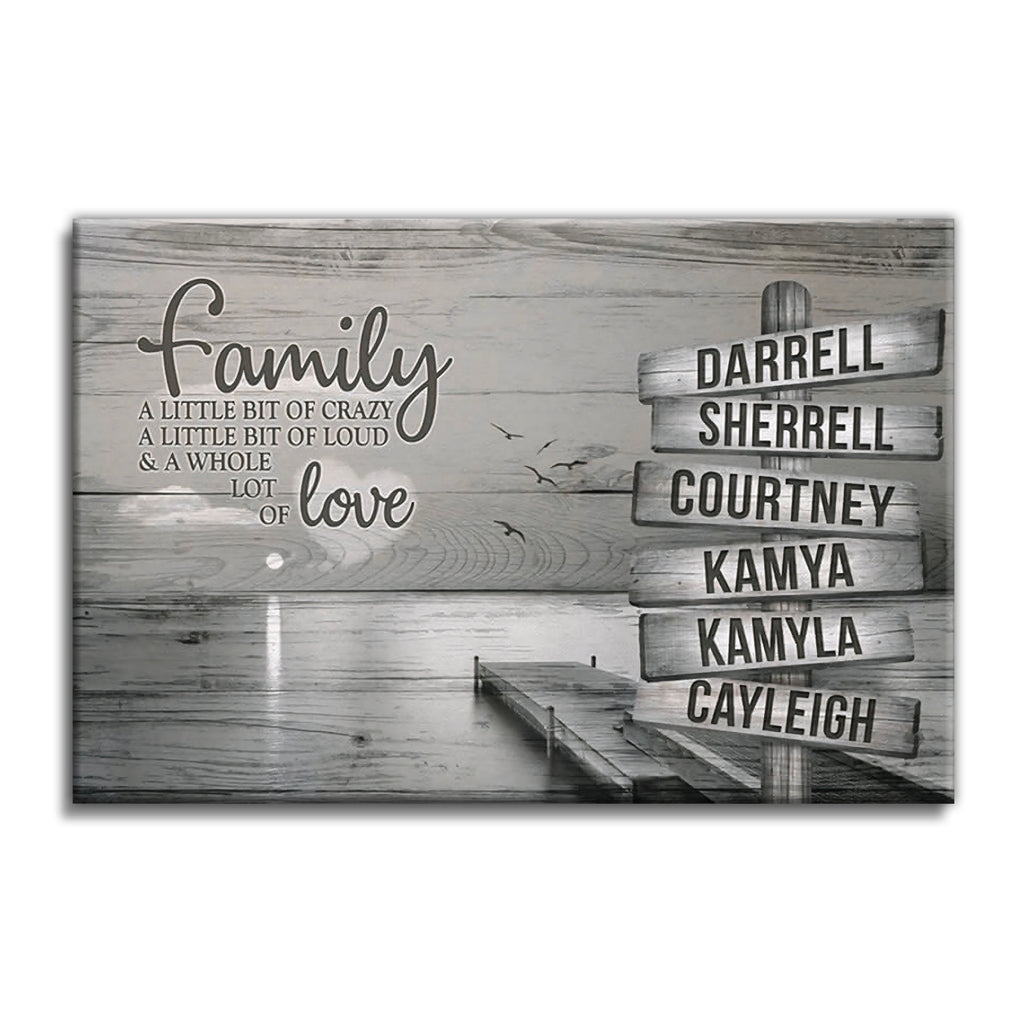 Personalized Family Love Ocean Canvas – Custom Names Coastal Wall Art